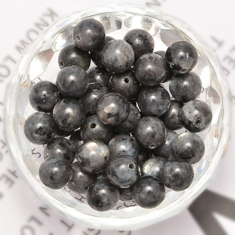 NCB 200PCS 8mm Black Larvikite Round Loose Beads for Jewelry Making DIY Crafts Design - Image 2